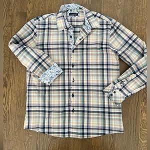 Zagiri Men’s Multi Plaid Flip-Cuff Dress Shirt